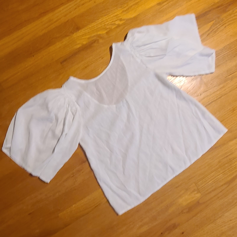 FRNCH White Puff Sleeve Blouse